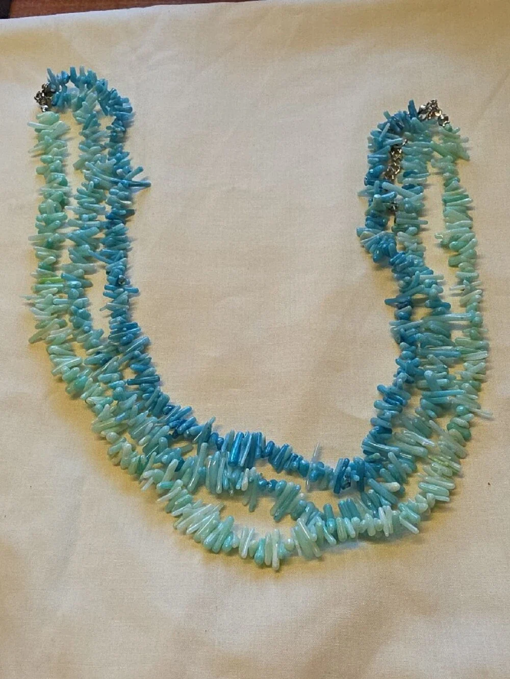 Handcrafted Blue-Green Chip Bead Necklace